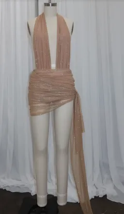 𝗗𝗭̌𝗢 Belle Bodysuit and Skirt Set Gold Size 8 for rent on The Volte - image 3