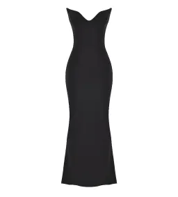 House of CB Sabine Crepe Strapless Corset Maxi Dress Black Size L/AU 12 for rent on The Volte - image 4