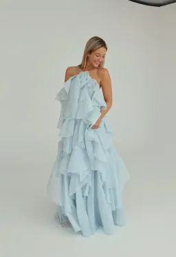 Aje Pandorea Layered Maxi Dress Silver Blue Size AU 8 for rent on The Volte - image 1