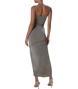 MISHA Neri Slinky Jersey Maxi Dress Khaki Size 12 for rent on The Volte - image 2