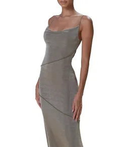 MISHA Neri Slinky Jersey Maxi Dress Khaki Size 12 for rent on The Volte - image 3
