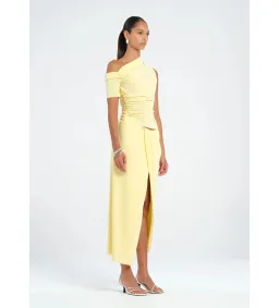 Benni Cleo One Shoulder Maxi Dress in Butter Size AU 6 for rent on The Volte - image 2