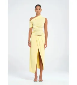 Benni Cleo One Shoulder Maxi Dress in Butter Size AU 6 for rent on The Volte - image 1