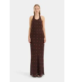 Sir the Label Toni Halter Maxi Dress in Chocolate Dot Size AU 8  for rent on The Volte - image 2