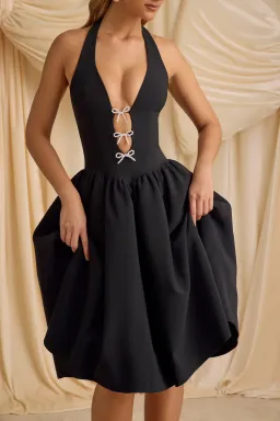 Oh Polly Angelina Halterneck Midi Black Size AU 6 for rent on The Volte - image 2