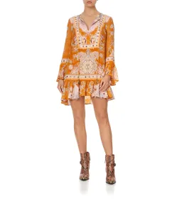 Camilla Marrakesh Maiden  Frill Hem Long Sleeve Dress Orange Size S / AU 10 for rent on The Volte - image 1