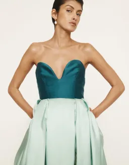 Alemais Anita Gown Midi Satin Strapless Green Size AU 8 for rent on The Volte - image 4