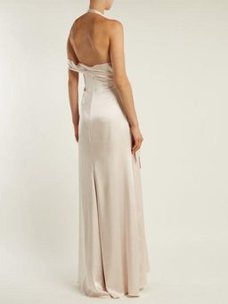 Jonathan Simkhai Silk Satin Halterneck Gown Cream Size 6 for rent on The Volte - image 2