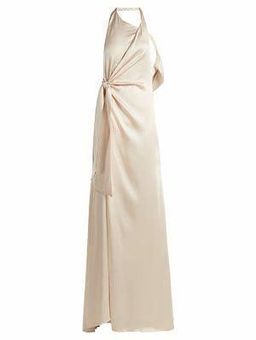 Jonathan Simkhai Silk Satin Halterneck Gown Cream Size 6 for rent on The Volte - image 3