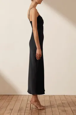 Shona Joy Luxe Twist Front Sleeveless Midi Dress Onyx Black Size 12 for rent on The Volte - image 4