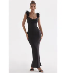 House Of CB Tabitha Black Satin Maxi Dress Black Size 6/XS for rent on The Volte - image 1