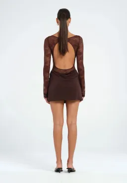 Benni Oskar Mini Dress in Chocolate Size 10 for rent on The Volte - image 3