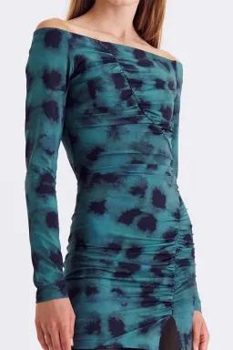 Suboo Shibori Long Sleeve Off Shoulder Dress Mini Green Size 8 for rent on The Volte - image 3