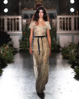 Annie's Ibiza Pip Dress Yellow Metallic Size S/AU 8 for rent on The Volte - image 2