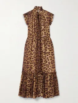 Zimmermann Crush Leopard Midi Dress Print Size 14 for rent on The Volte - image 1