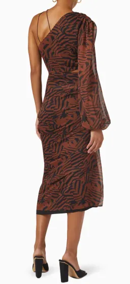 MISHA Bernadette Zebra Print Midi Dress Brown Size 8 for rent on The Volte - image 3