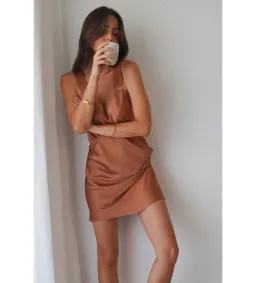 SHONA JOY La Lune Plunged Slip Dress Copper Size XS / AU 6 for rent on The Volte - image 2