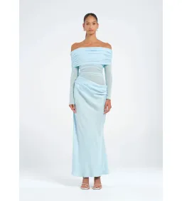 Benni Yasmin Off Shoulder Maxi Dress Baby Blue Size 6 for rent on The Volte - image 1