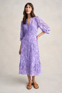 Blue Illusion Broderie Lace Midi Dress Bright Lilac Size 8/XS for rent on The Volte - image 1