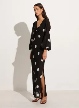 Faithfull The Brand Santos Maxi Dress Veia Polka Dot Chocolate Size AU 8 for rent on The Volte - image 2