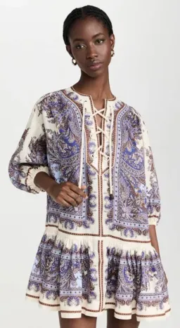 Zimmermann Ottie Eyelet Paisley Linen Mini Dress Size AU 8 for rent on The Volte - image 2