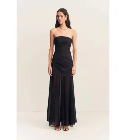 Shona Joy Blainey Strapless Draped Maxi Dress Black Size AU 8 for rent on The Volte - image 1