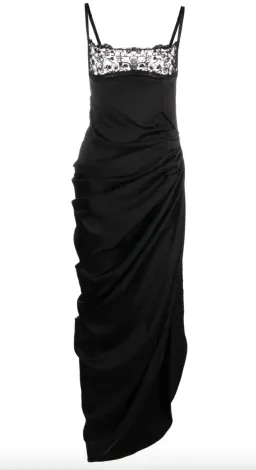 Jacquemus La Saudade Floral-Embroidered Asymmetric Maxi Dress Black Size 8 for rent on The Volte - image 2