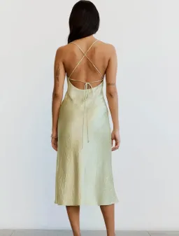 Crush Bias Cowl Slip Champagne Midi Size AU 8 for rent on The Volte - image 2