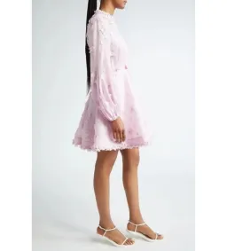 Zimmermann Matchmaker Lift Off Linen and Silk Mini Dress Pink Size 0P/AU 6 for rent on The Volte - image 2