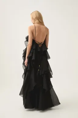 Aje Pandorea Layered Maxi Dress Black Size 10 for rent on The Volte - image 4