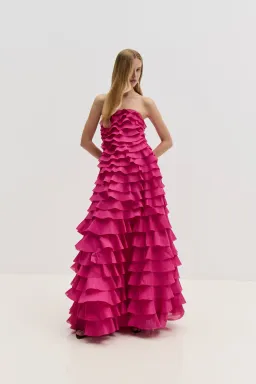  Aje Fleur Pleated Gown Pink Size 6  for rent on The Volte - image 4