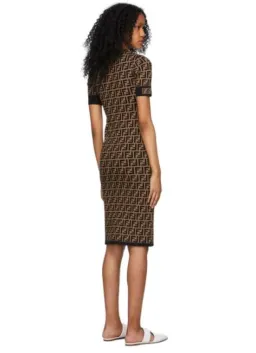 Fendi Knit Dress Midi Brown Size 10 for rent on The Volte - image 2