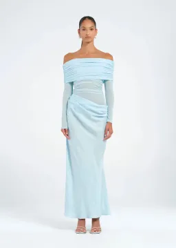 Benni Yasmin Off Shoulder Maxi Dress Baby Blue Size 8 for rent on The Volte - image 1