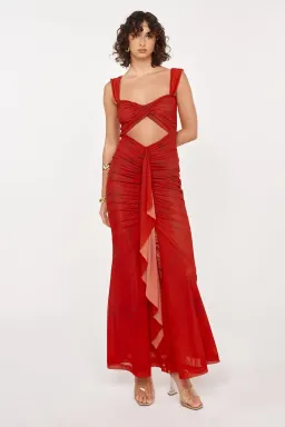 She is OLLÁ Imogen Maxi in Cherry Red Size 6 for rent on The Volte - image 2