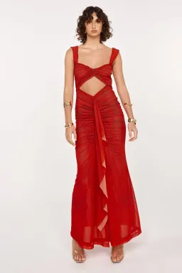 She is OLLÁ Imogen Maxi in Cherry Red Size 6 for rent on The Volte - image 3