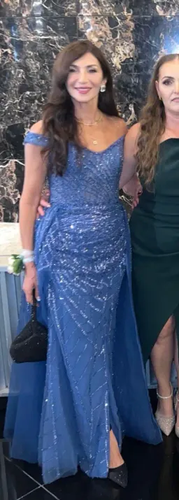 Long Blue Gown with train for rent on The Volte - image 2