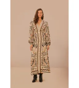 Farm Rio Sand Classic Nature Maxi Dress in Beige Size L/ AU 16  for rent on The Volte - image 1