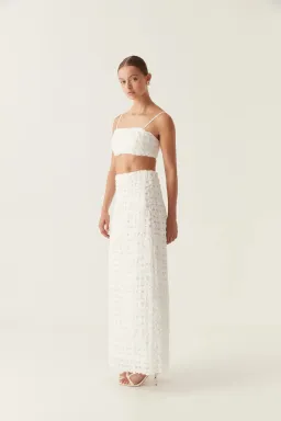 Aje Quintette Textured Midi Skirt and Bralette Set in Ivory Size 12 for rent on The Volte - image 4