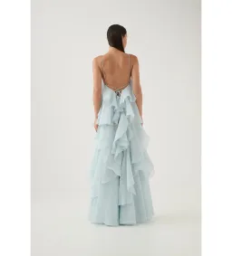 Aje Pandorea Layered Maxi Dress Silver Blue Size AU 12 for rent on The Volte - image 4