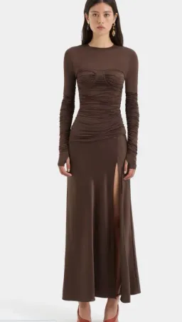 Sir Alessia Draped Gown Maxi Brown AU Size 6 for rent on The Volte - image 1