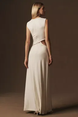 Misha The Sierra Jersey Gown Ivory White Size 12 for rent on The Volte - image 3