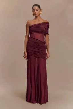 Meshki Dallas One Shoulder Burgundy size 10 for rent on The Volte - image 1