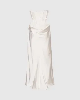 Rotate by Birger Christensen Satin Pearl Corset Dress in White Size 34 / AU 6  for rent on The Volte - image 5