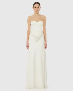 Rotate by Birger Christensen Satin Pearl Corset Dress in White Size 34 / AU 6  for rent on The Volte - image 3