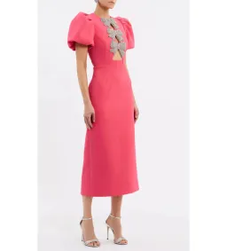 Rebecca Vallance Posey Puff Sleeve Midi Dress Pink Size AU 10 for rent on The Volte - image 2