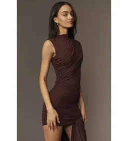 De La Vali Ravenna Mini Dress Chocolate Brown Jersey Size 8 for rent on The Volte - image 4