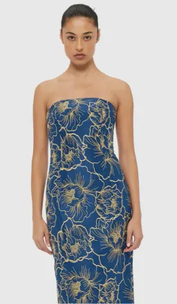 Leo Lin Rayna Bustier Maxi Dress Marine Blue Size 6 for rent on The Volte - image 2