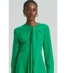 Scanlan Theodore Silk Drape Neck Midi Dress Emerald Size AU 6 for rent on The Volte - image 4