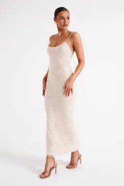 Meshki Brianna Sequin Maxi Dress Cream Size 8 for rent on The Volte - image 4