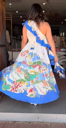 Alemais Nadia Dress One Shoulder Ruffle Maxi Print Size AU 16 for rent on The Volte - image 2